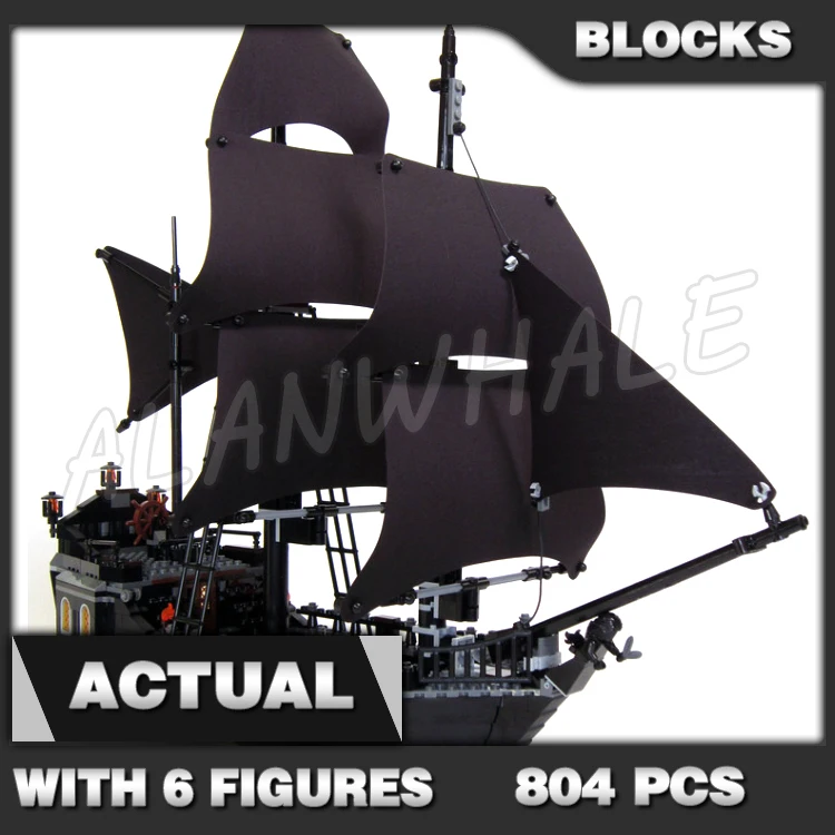 

804pcs Pirates of the Caribbean The Black Pearl Large Sails Ship Firing Cannons 16006 Building Block toy Compatible With Model