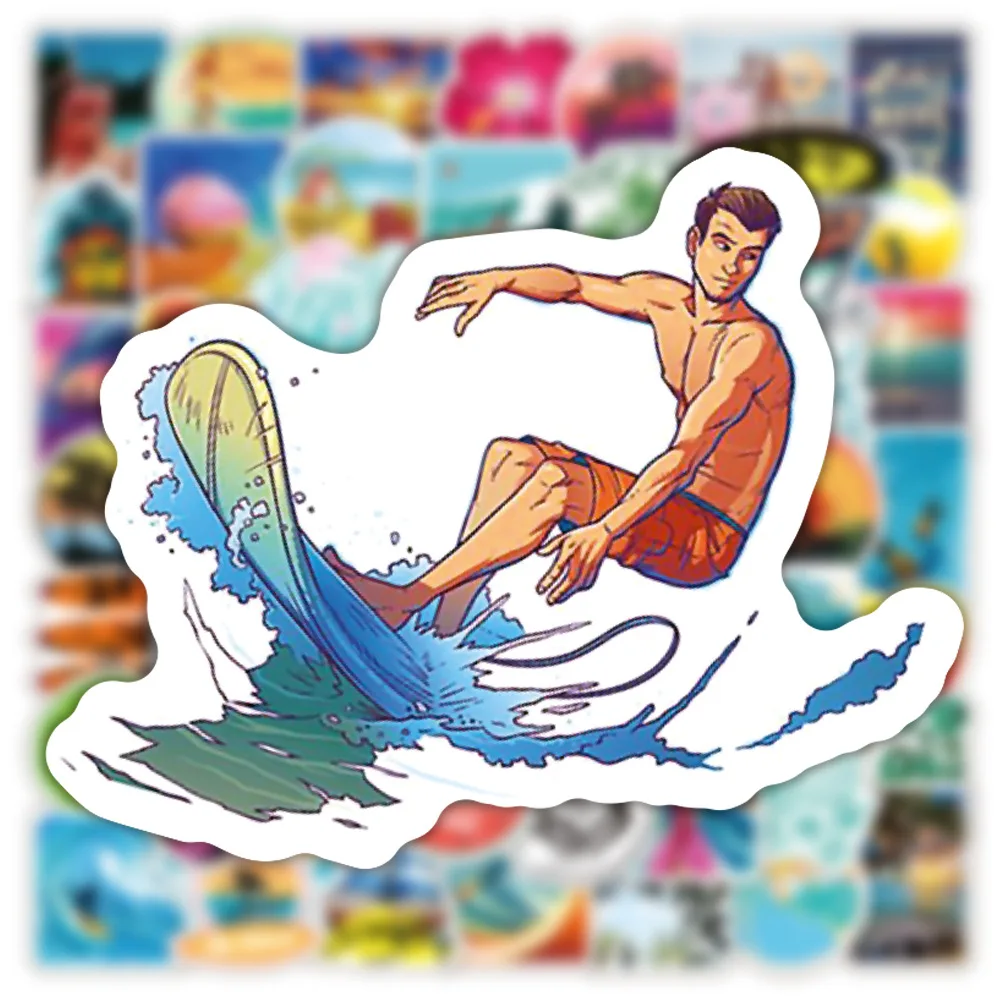 10/30/50/100PCS Hawaii Summer Surfing Stickers Tropical Beach Surf Decals Travel Luggage Surfboard Water Bottle Sticker Toy