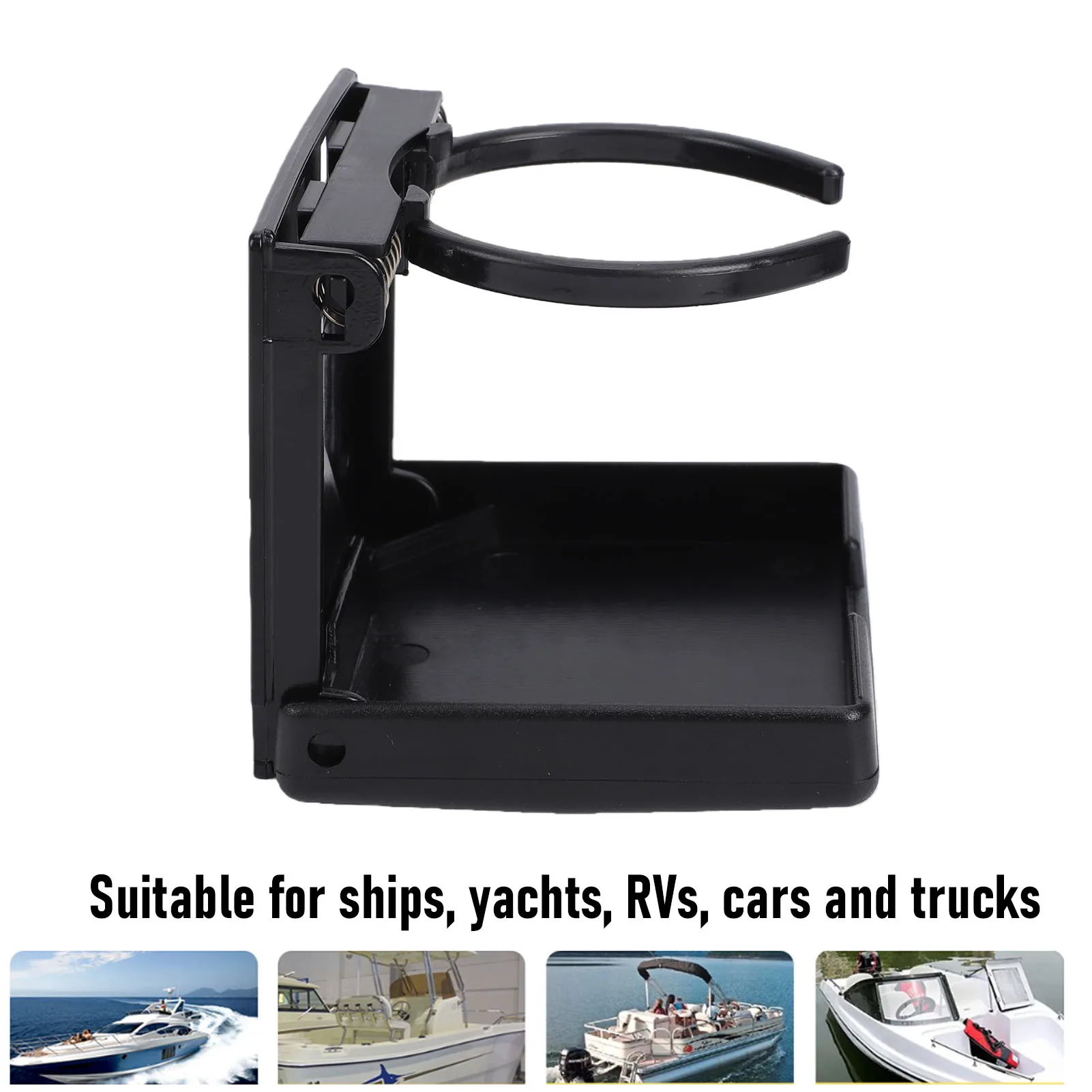 1Pc Boat Cup Holder Black Adjustable Folding Space Saving Water Bottle Holder for Boats Yachts RVs Cars Trucks Accessories