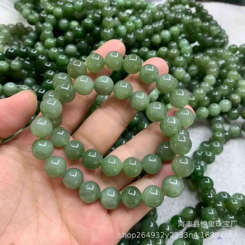 Hetian jade Russian-style's eye round bead bracelet, 10mm