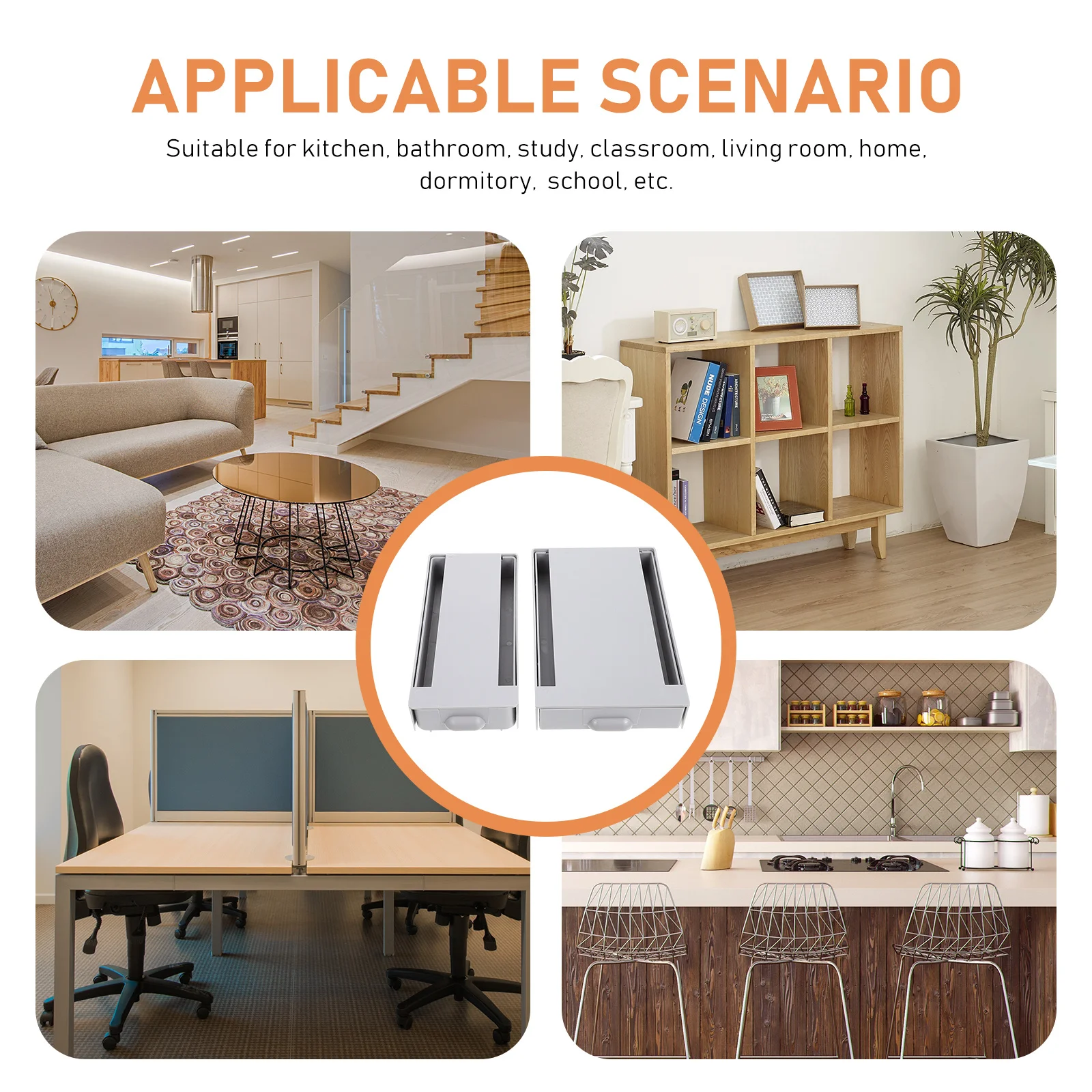 2 قطعة صندوق درج تحت المكتب حقيبة للتخزين المخفية لاصق الجدول السفلي المنظم لمكتب المنزل الفصول الدراسية القرطاسية أشتات #2
