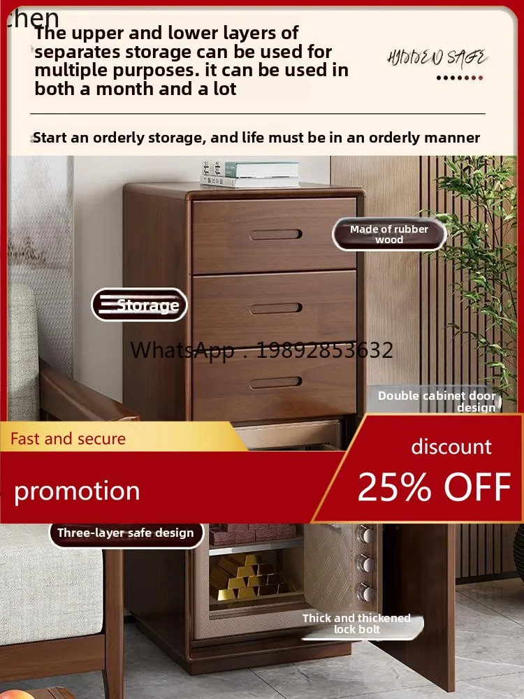 

YFY bedside table safe integrated solid wood storage bedroom bedside safe household