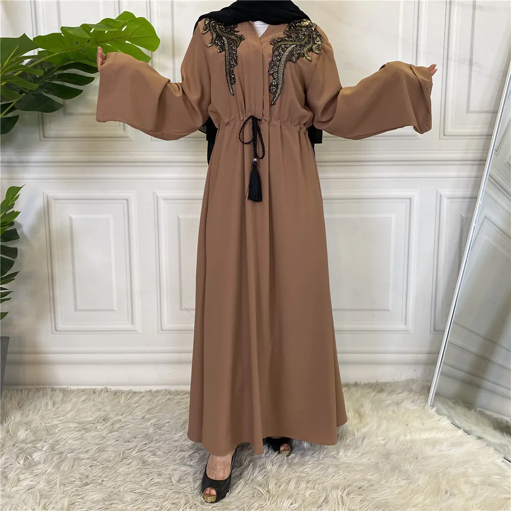 

Arab Muslim Robe Women's Long Dress 6510 Jersey Chiffon 2025 Muslim Long Dress Robe Abaya Ramadan Dubai Luxury Islam Elegant