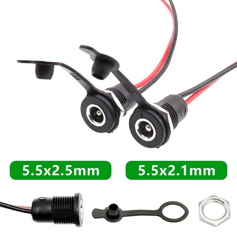 

Розетка постоянного тока, 10 А, высокий ток, 5,5*2,1 5,5*2,5, гнездовой разъем для монтажа на панели с водонепроницаемой крышкой и проводом 15 см