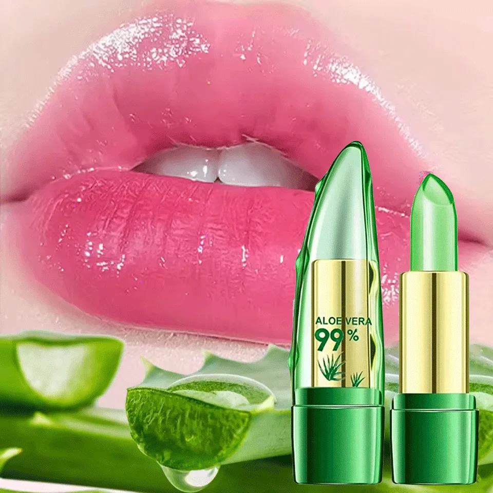 Balsamo per labbra idratante Balsamo per labbra naturale all'aloe vera - Rossetto a colori che cambia temperatura Trucco per la cura delle labbra nutriente a lunga durata