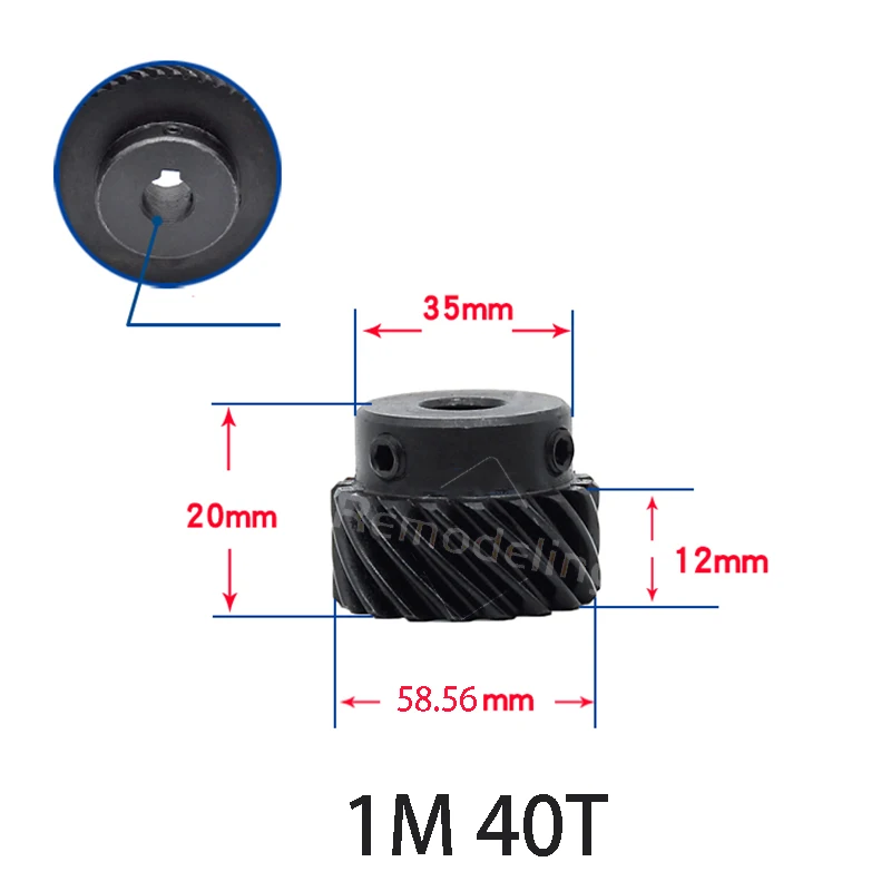 1pcs Helical Gear 1 Mod 40T 45Teeth 45 Degree Left Right Rotation Gear Bore 8 10 12 14 15 16 ~20mm 45# Steel Hardening Blackened