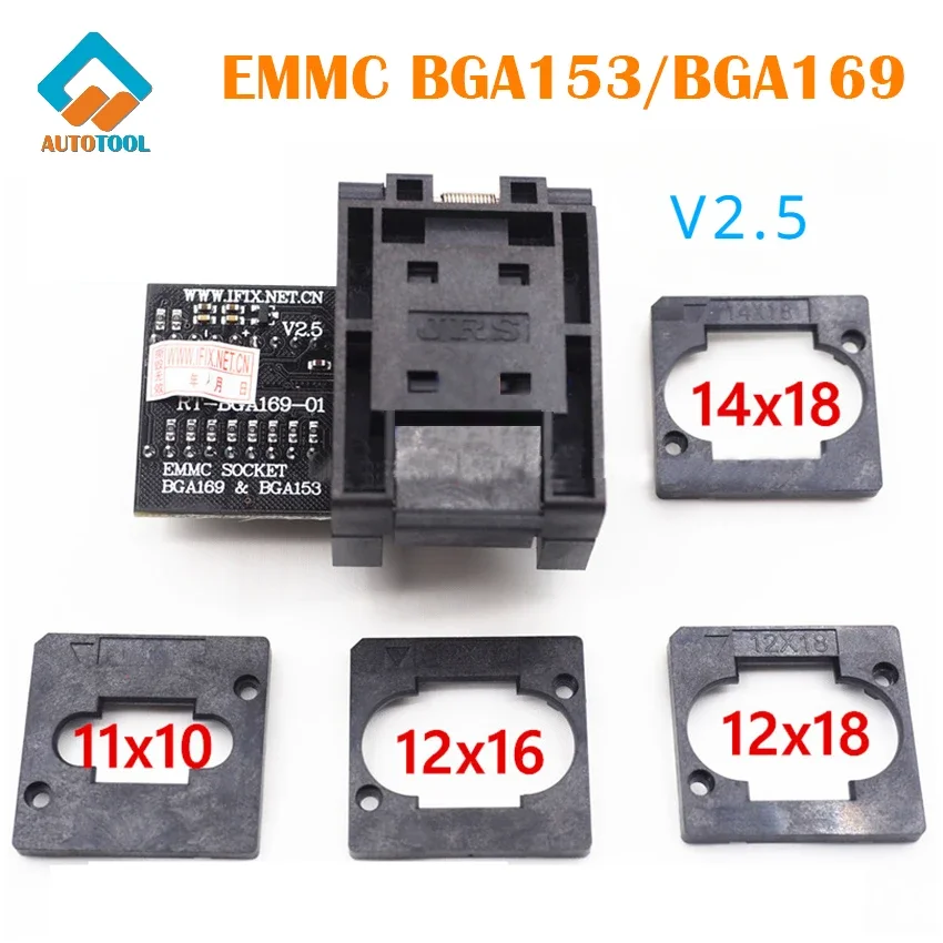 

Адаптер EMMC V2.5 RT-BGA169-01 BGA169 BGA153 с 4 шт. BGA-боксом, разъем для сиденья для RT809H, программатор, ТВ, мобильного автомобиля