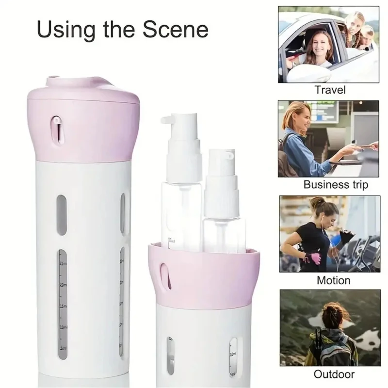 

4-in-1 Outdoor Travel Bottle Set Leakproof Refillable Containers for Shampoo Conditioner Lotion & Perfume Portable Toiletries
