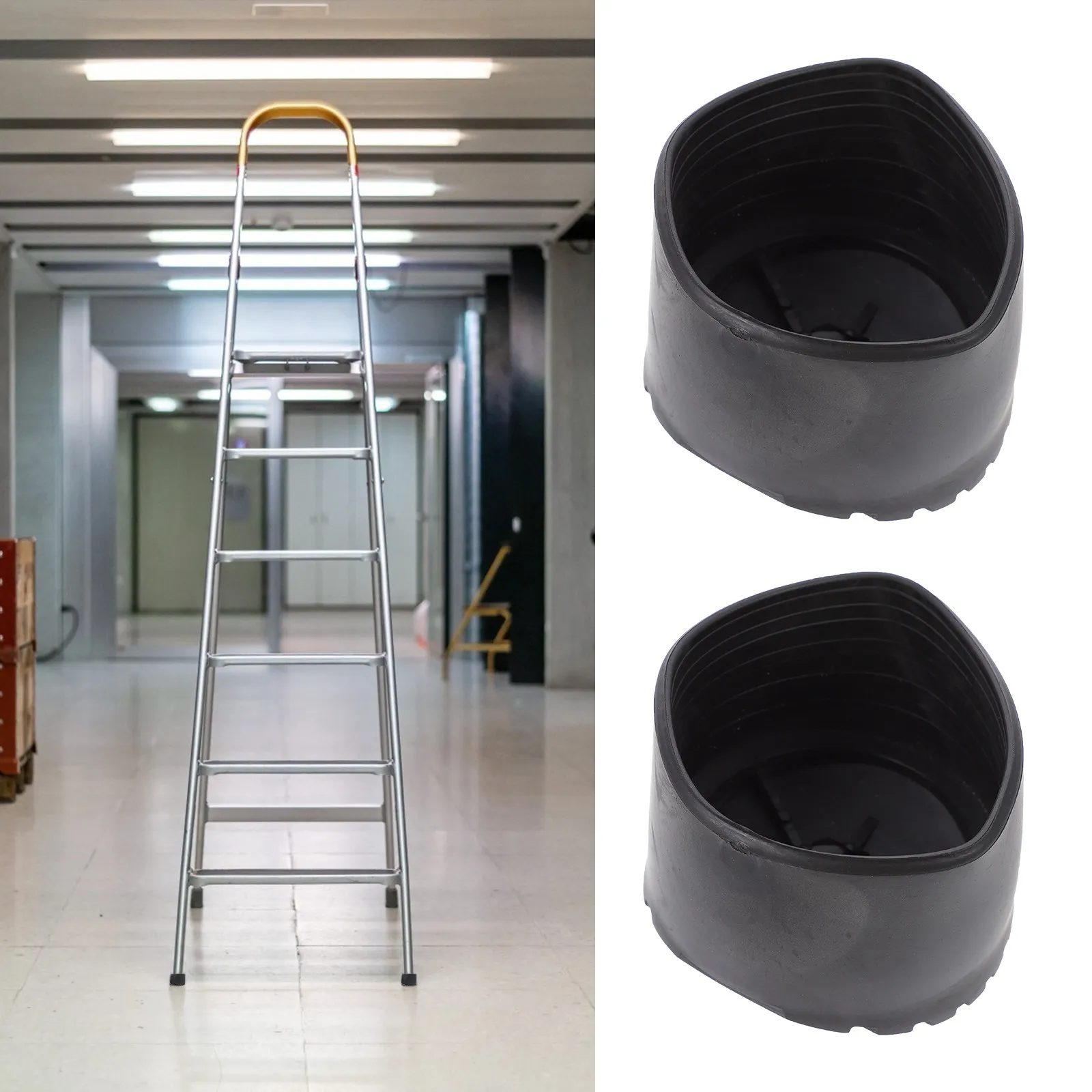 2Pcs Ladder Feet Protective Cover PVC Non-Skid for Folding Ladder Legs Stability Enhancer Worker Safety Pad Heavy