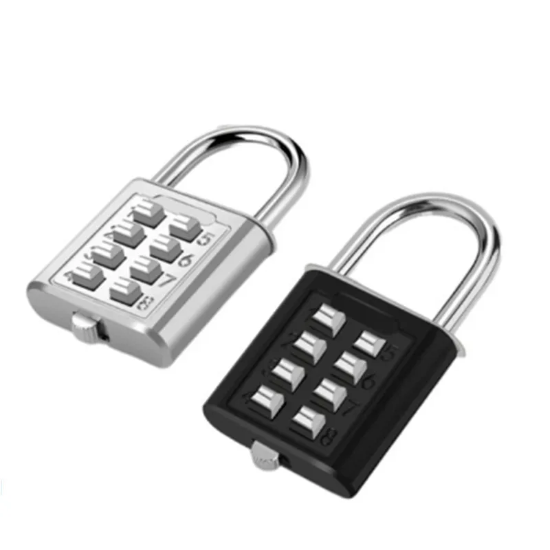 8-digit Combination Outdoor Button Waterproof Fixed Random Code Padlock Zinc Alloy Luggage Travel Smart Lock With Key Anti-theft gallery 1
