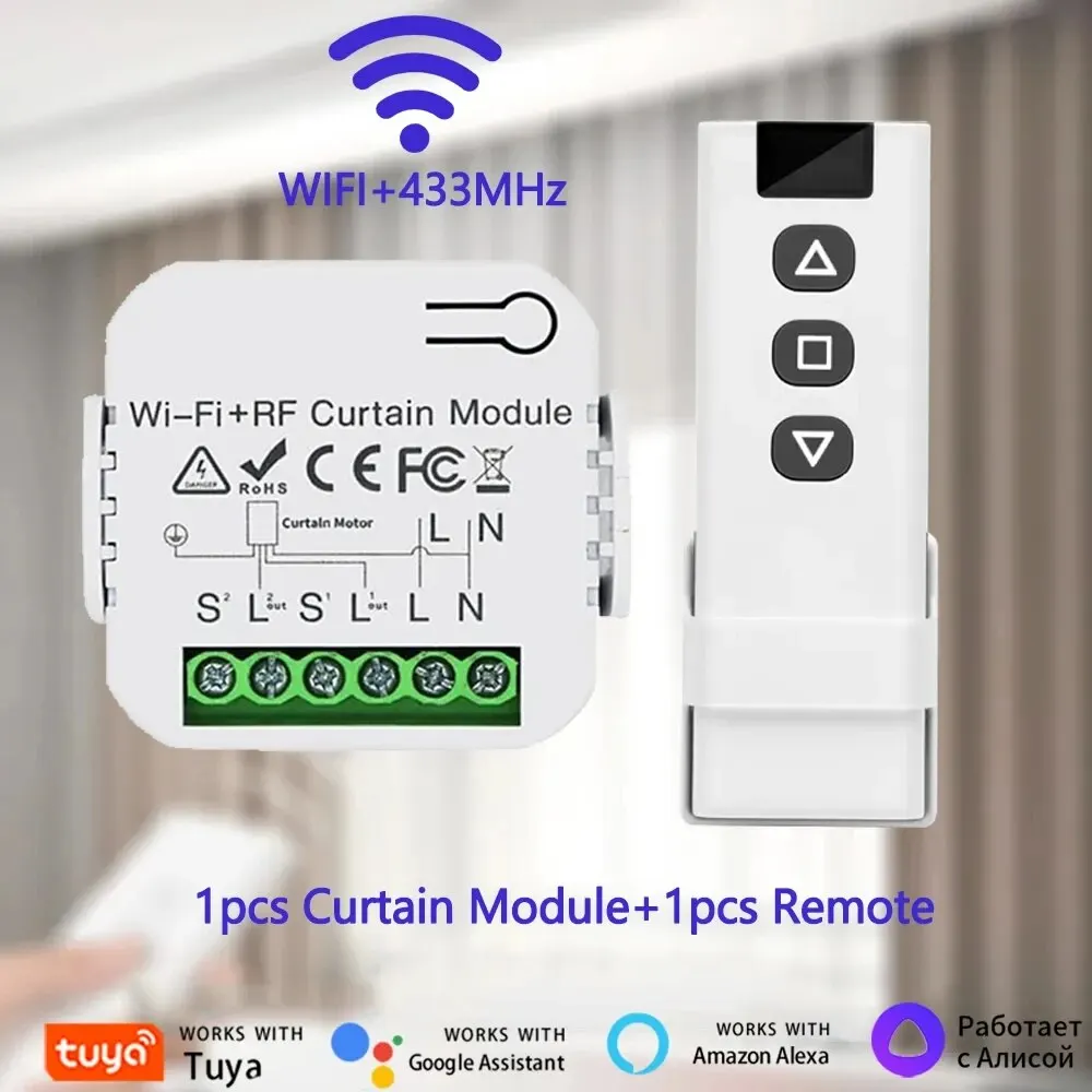 Tuya Wifi Smart Gordijnschakelaar Controllers Blind Rolluik RF 433MHz Smart Life APP Afstandsbediening Spraakbesturing Alexa Google Home