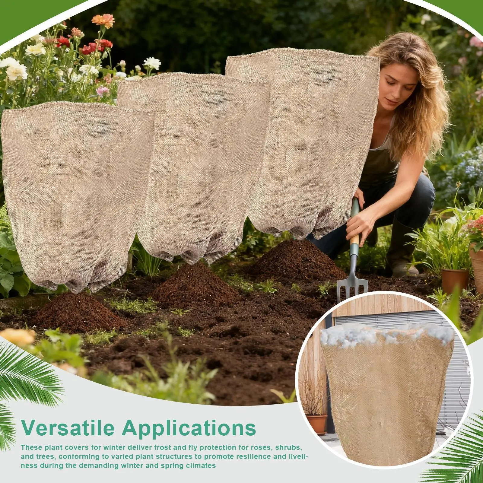 

winter Plant frost protection bag with drawstring reusable Garden burlap frost protection cloth Christmas tree storage cover