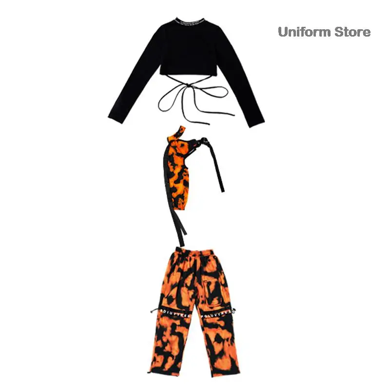 Kids Jazz Hip-Hop Dance Performance Costume maniche mimetiche pantaloni ragazze Stage Outfit Rave Modern Street Dance Costume