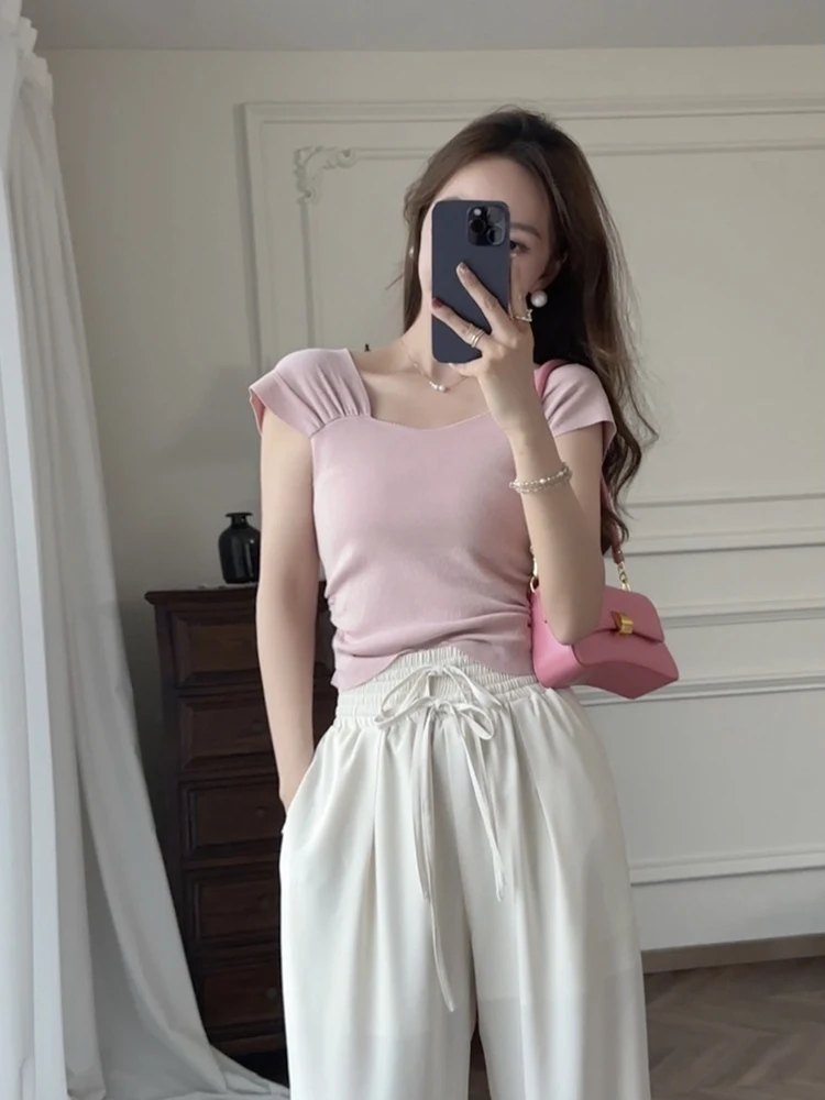 Zhang ei Pantaloni a gamba larga a vita alta di nuovo arrivo estivo Pantaloni a taglio dritto in poliestere resistente da donna