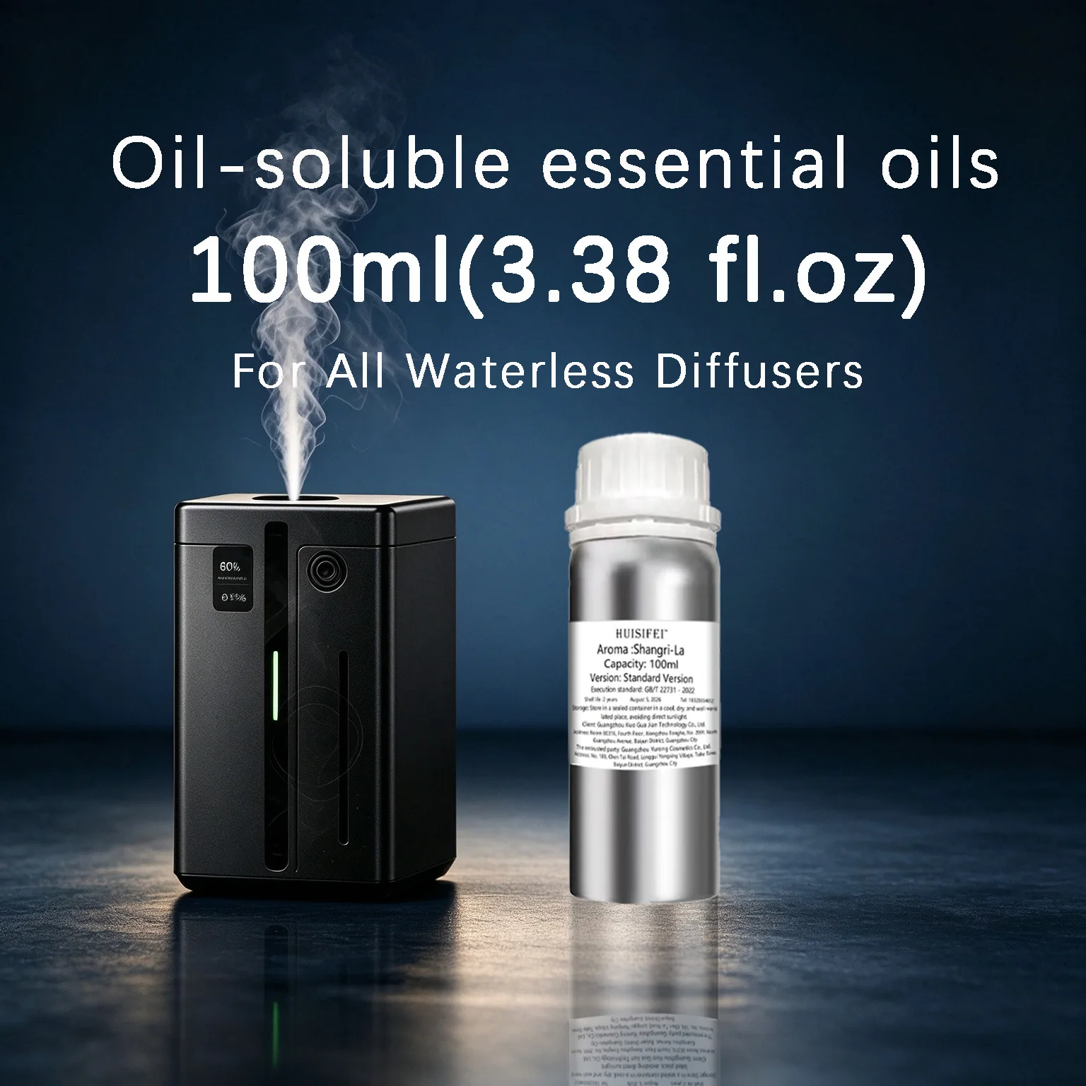 HUISIFEI Fragrance Essential Oil - Compatible with all waterless aroma machines - Marriott White Tea - 100ml (3.38 fl.oz)