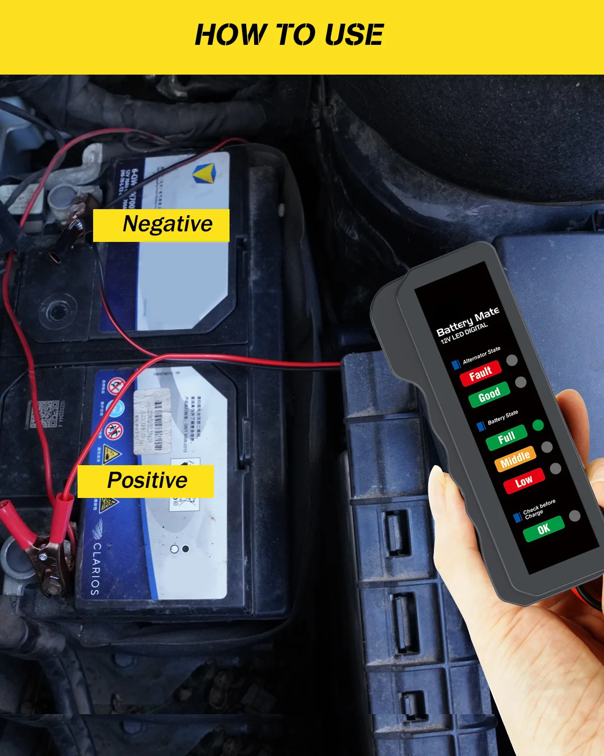 6-digit LED Display Car Battery Tester Testing Tool Charger Analyzer 12V Voltage Battery Detector Scanner Diagnostic Tool