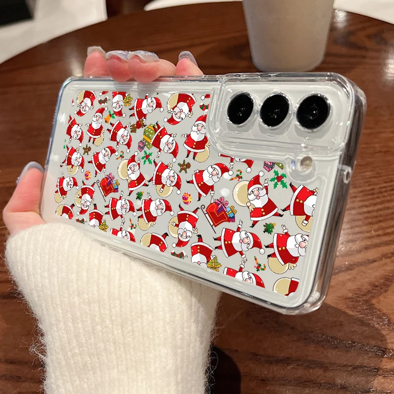 Cartoon Santa Claus Telefon Fall Für Samsung Galaxy A56 A17 A16 A36 A15 A55 A54 S25 Rand S24 FE S23 S22 Ultra PlusClear TPU Abdeckung