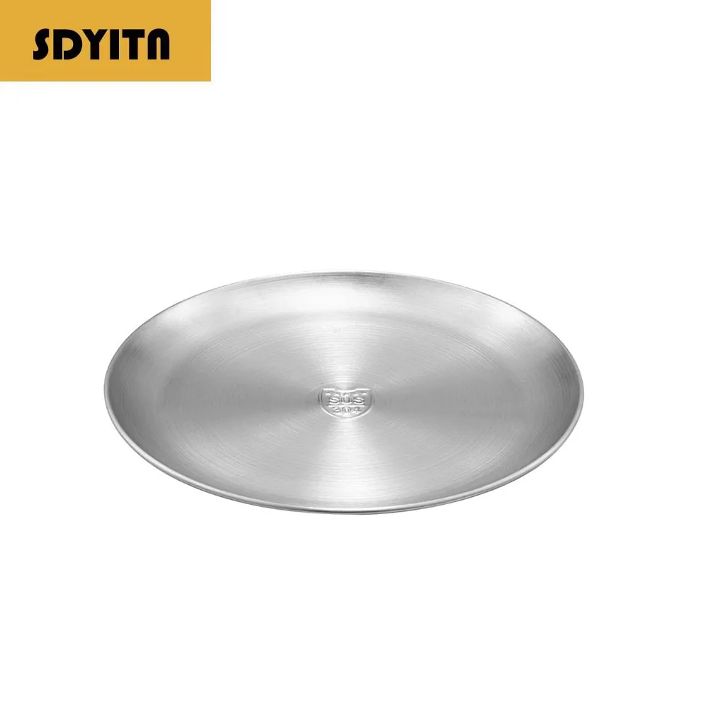 Round Portable Outdoor Stainless Steel Camping Tableware Set Picnic Plate Camping Dish Outdoor Hiking Dinnerware