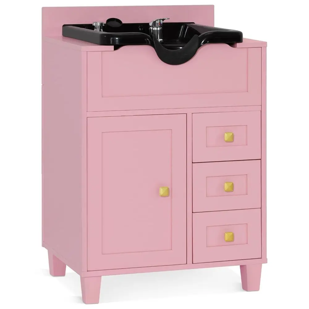 

Pink Spa-Style Barber Storage with Textured Cabinet, Shampoo Bowl & Backwash Sink 7131
