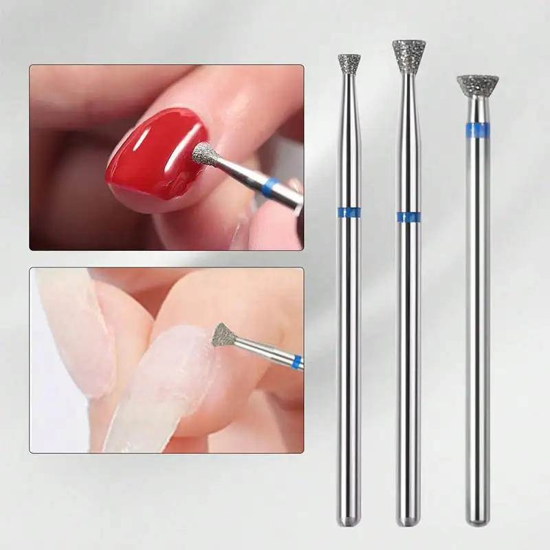 3 ชิ้น/ถุงเพชรเจาะเล็บชุด Bit ไฟฟ้าเครื่องตัดมิลลิ่งสําหรับเล็บโรตารี่ Burr Cuticle ทําความสะอาดเล็บเจาะอุปกรณ์เสริม