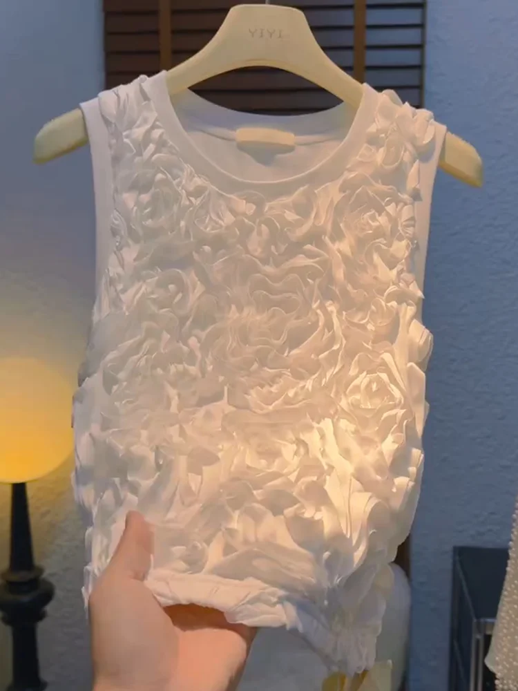 

Ele 3D Floral Top plus Size Summer New Faion Slimming Agel Women's irt Straight Cut Regular Svel round Ne