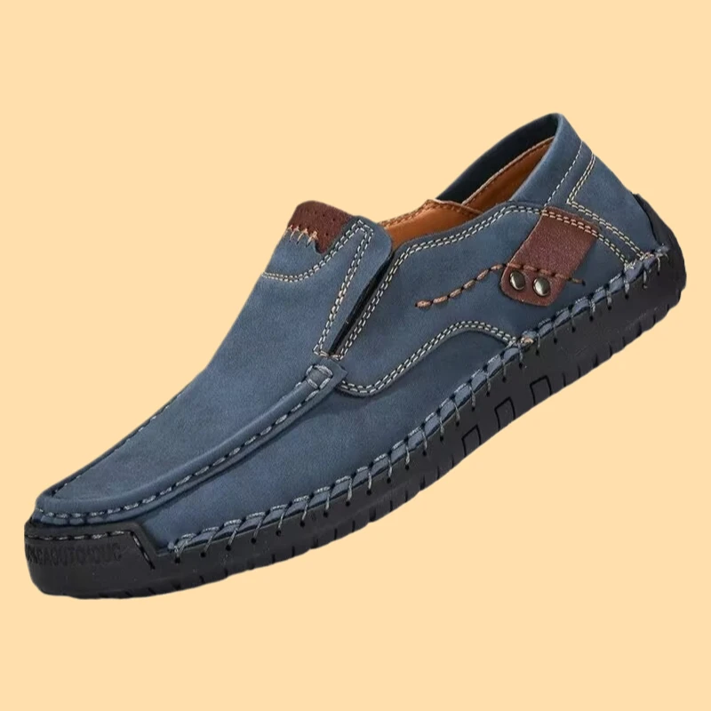 

2025 Slip On Loafers Men Leather Shoes Flats Moccasins Walking Fall Handmade Leather Men Casual Comfortable