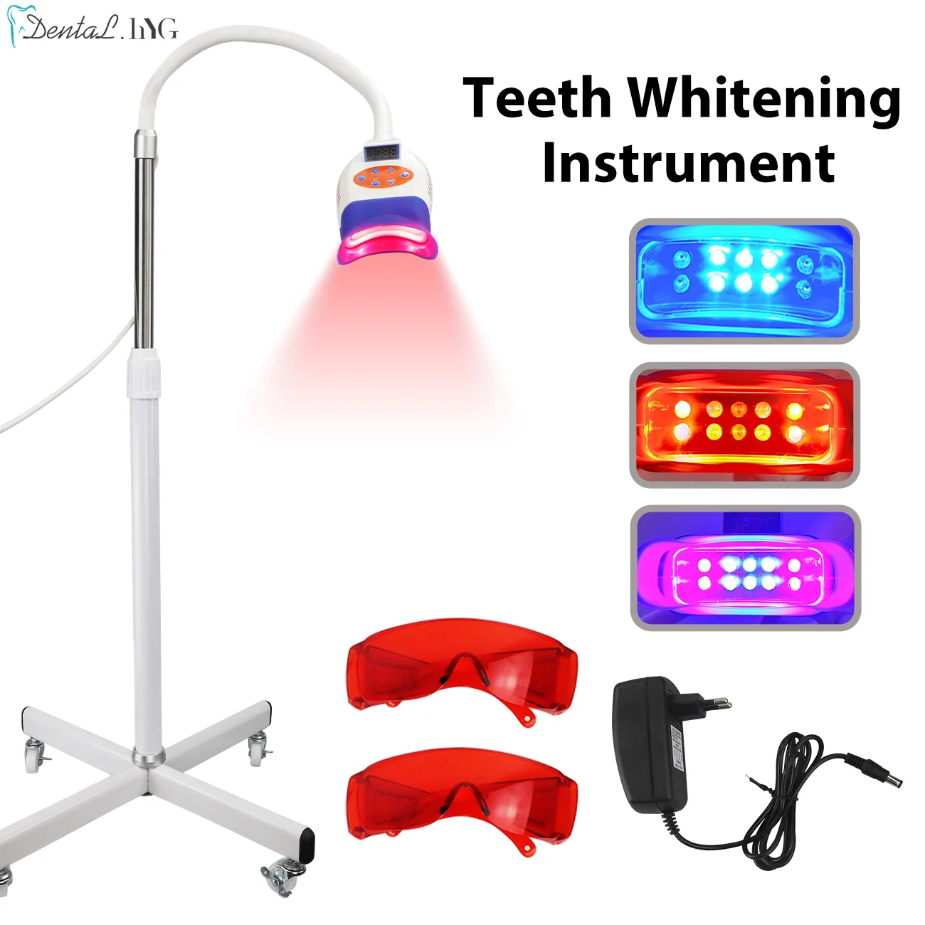 3 Color Light Dental Teeth Whitening Machine Accelerator Device 10Pcs LED Tooth Bleaching Lamp Dentistry Cart Equipment ﻿