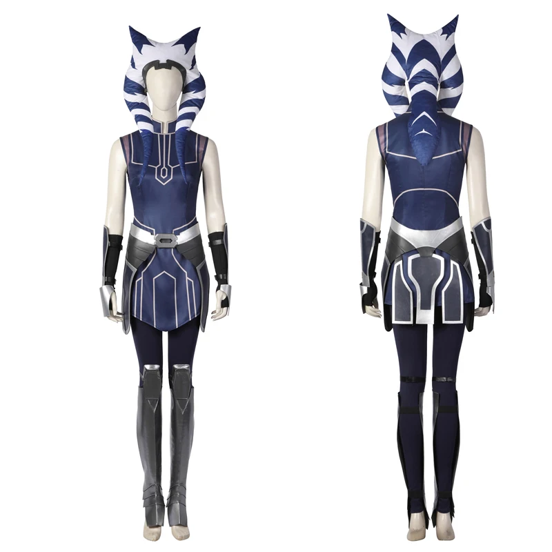 Ahsoka Tano Cosplay Costume Halloween The Clone Wars Superhero Woman Outfit Fancy Party Suit For Adult Hat