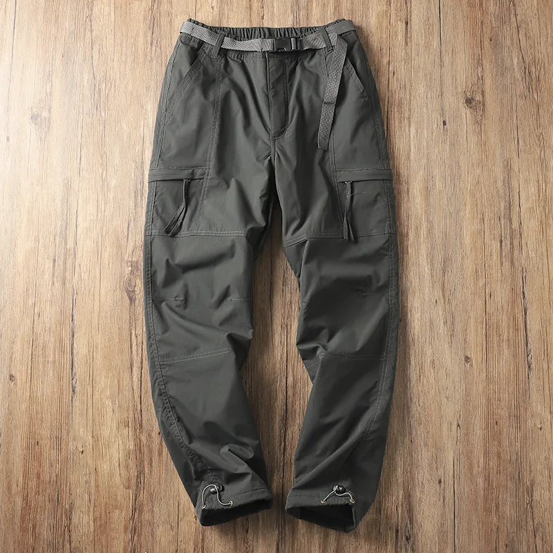 Outdoor Workwear Pants Men's Loose Fleece Lined Thick Soft Hiking Pants Windproof Waterproof Polyester Fiber Straight Leg