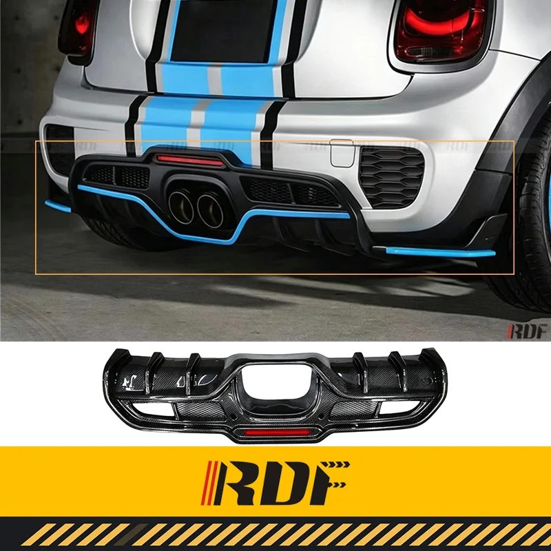Suitable for MINI F55 F56 JCW GIOMIC Rear Lip Modify Carbon Fiber Aerodynamic Rear Diffuser Spoiler Side Splitters Wing Lip Kit