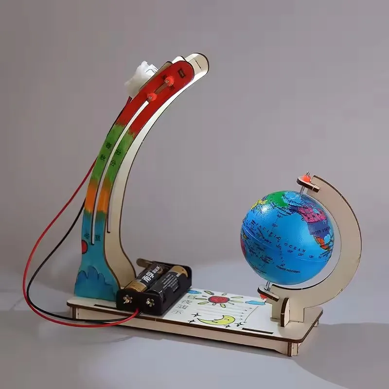 DIY Erdmodell mit Tag-Nacht-Zyklus, Wissenschafts-Set, MINT-Lernspielzeug, Physik-Globus, Handgefertigtes Holzspielzeug für Kinder und Klassenzimmer – Detail 2