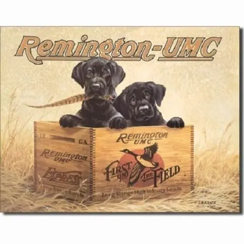 Remington UMC Finders Keepers First in the Field Hunting Dogs Vintage Tin Sign-Aluminum
