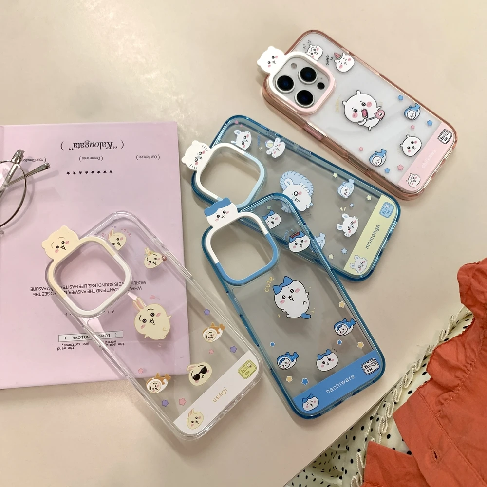 

3D милый мультфильм японского аниме Chiikawa Usagi Hachiware чехол для телефона для iPhone 16, 15, 14, 13, 12 Pro Max противоударный мягкий прозрачный чехол