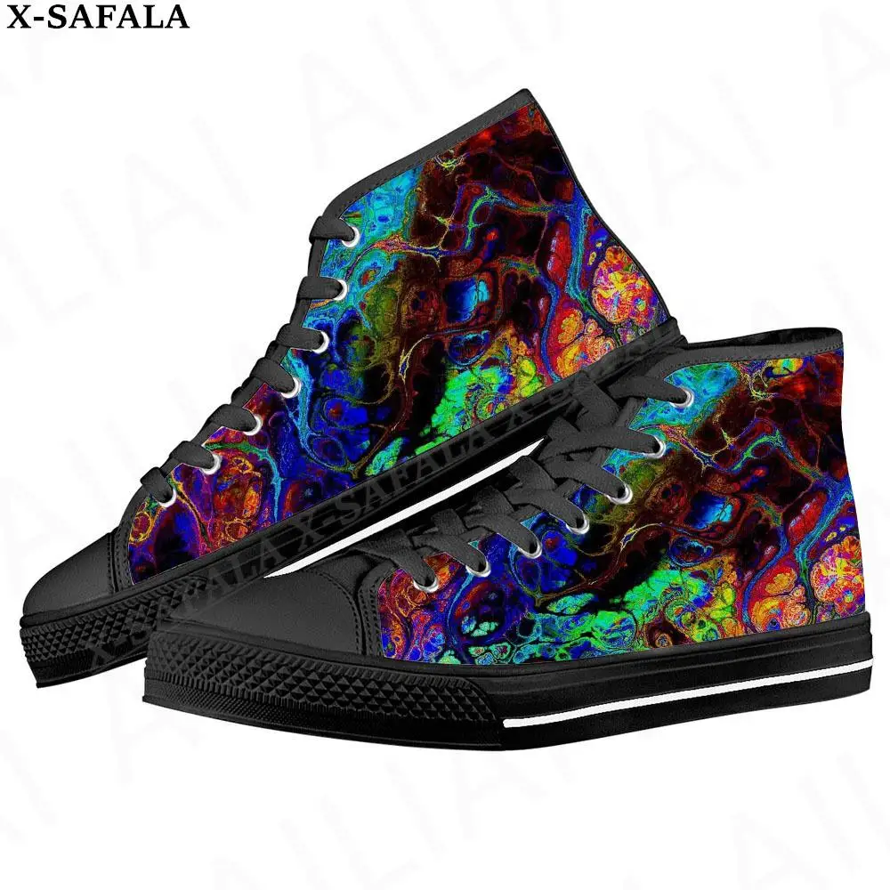 Hippie Psychedelic Colorful Trippy Men Vulcanized Sneakers High Top Canvas Shoes Classic Design Men Flats Lace Up Footwear-8