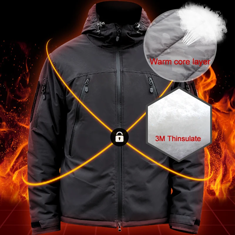 FREE SOLDIER Outdoor sports tactical men winter jackets warm thick fleece military cloth for camping hiking