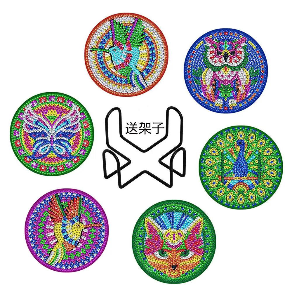 5D DIY Diamond Painting Coaster Kit Rhinestone Cup Mat Handmade Craft Material Pack Creative Home Decoration Diamond Sticker Art view 4