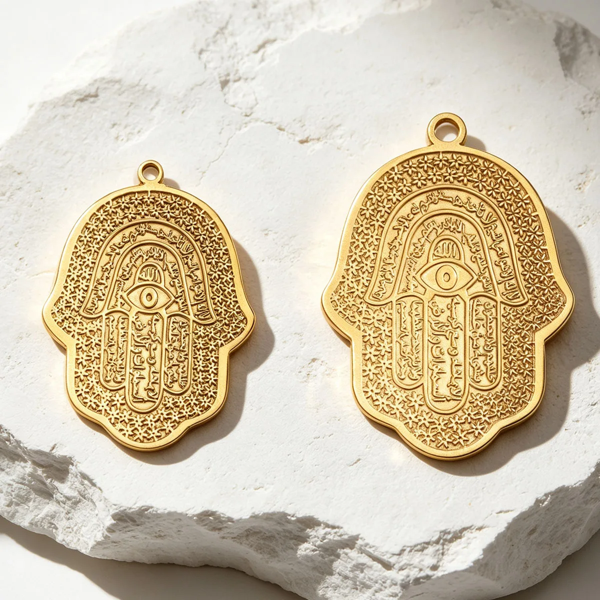 5Pc 18K Stainless Steel Hamsa Hand Evil Eye Big Charm DIY Boho Crafts Necklace Jewelry Making Accessories 70x50mm Wholesale Bulk