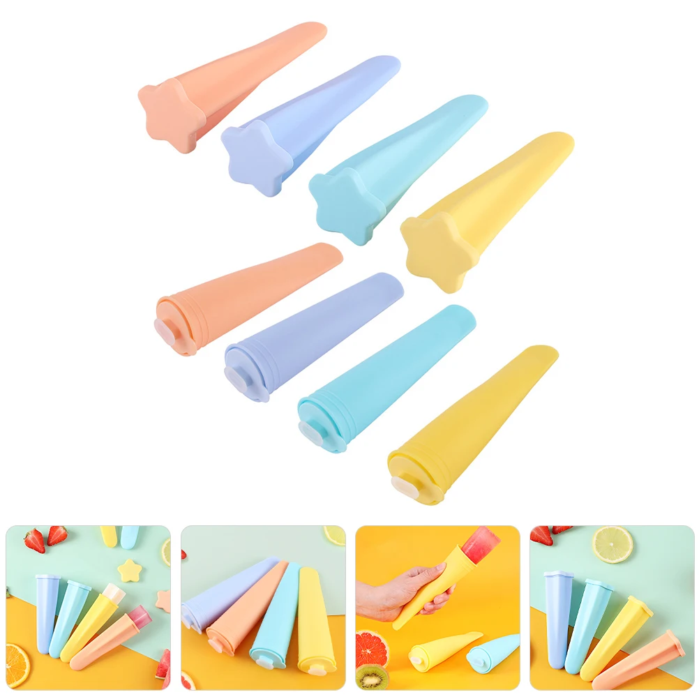 8pcs Ice Cream Mold DIY Plastic Molds Kids Family Food Grade Silicone popsicle maker summer cute baking molds TPE