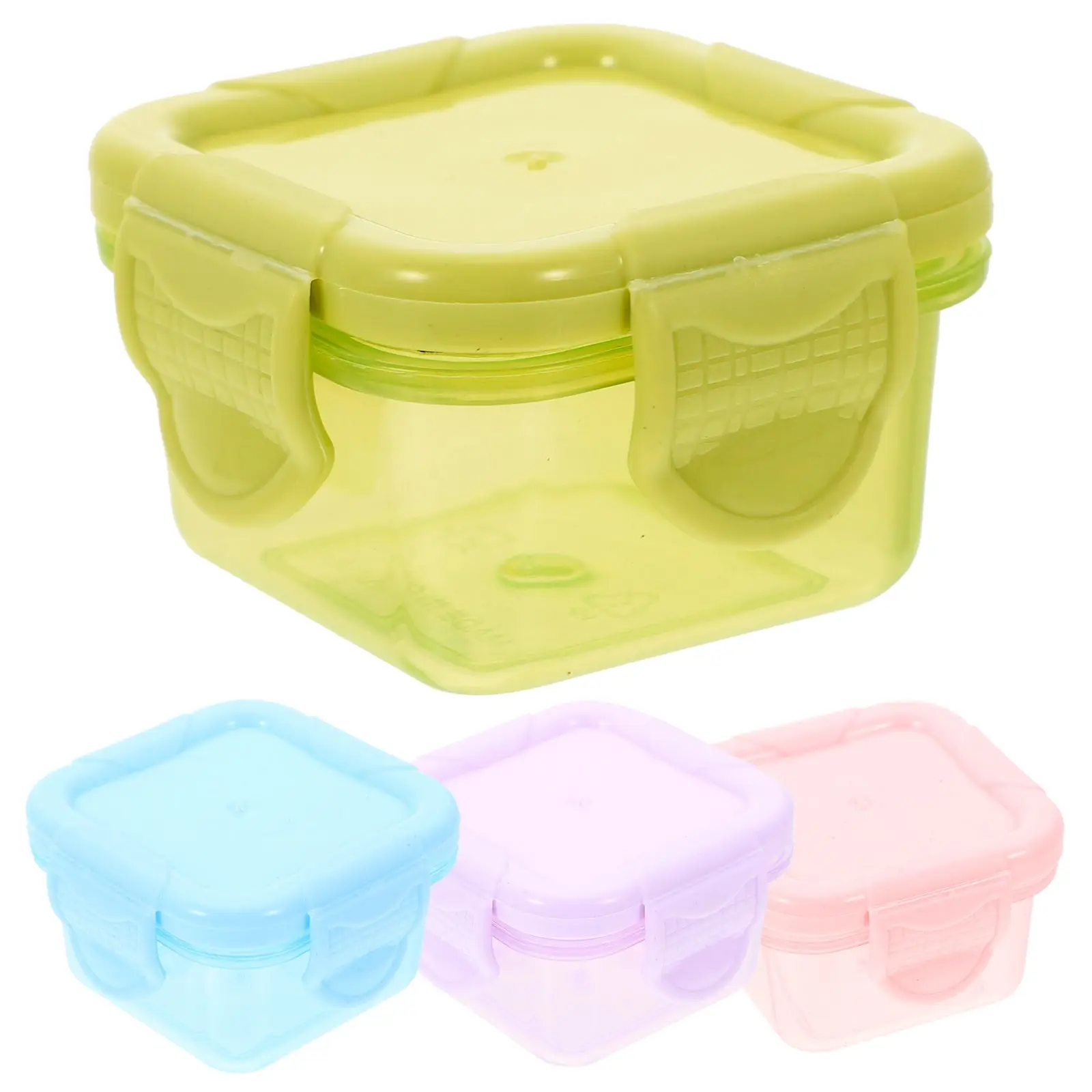 

4 Pcs Food Storage Boxes Sealed Containers Mini Lids Sauce Snack Fresh Keeping Portable Reusable Storage Cases