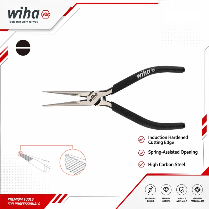 Wiha 43533 Precision Needle-Nose Pliers 160MM Wire Cutting Professional Hand Tool