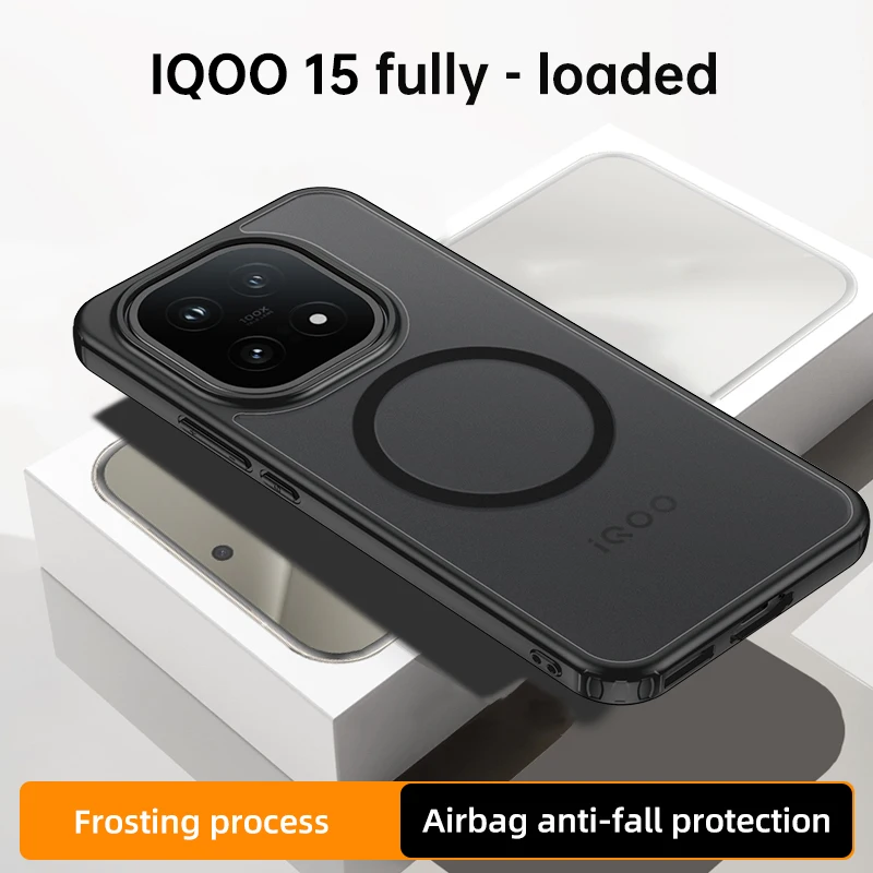 

Чехол для Vivo iQOO 15, магнитный полупрозрачный матовый жесткий противоударный полупрозрачный чехол для ПК для VIVO iQOO 15