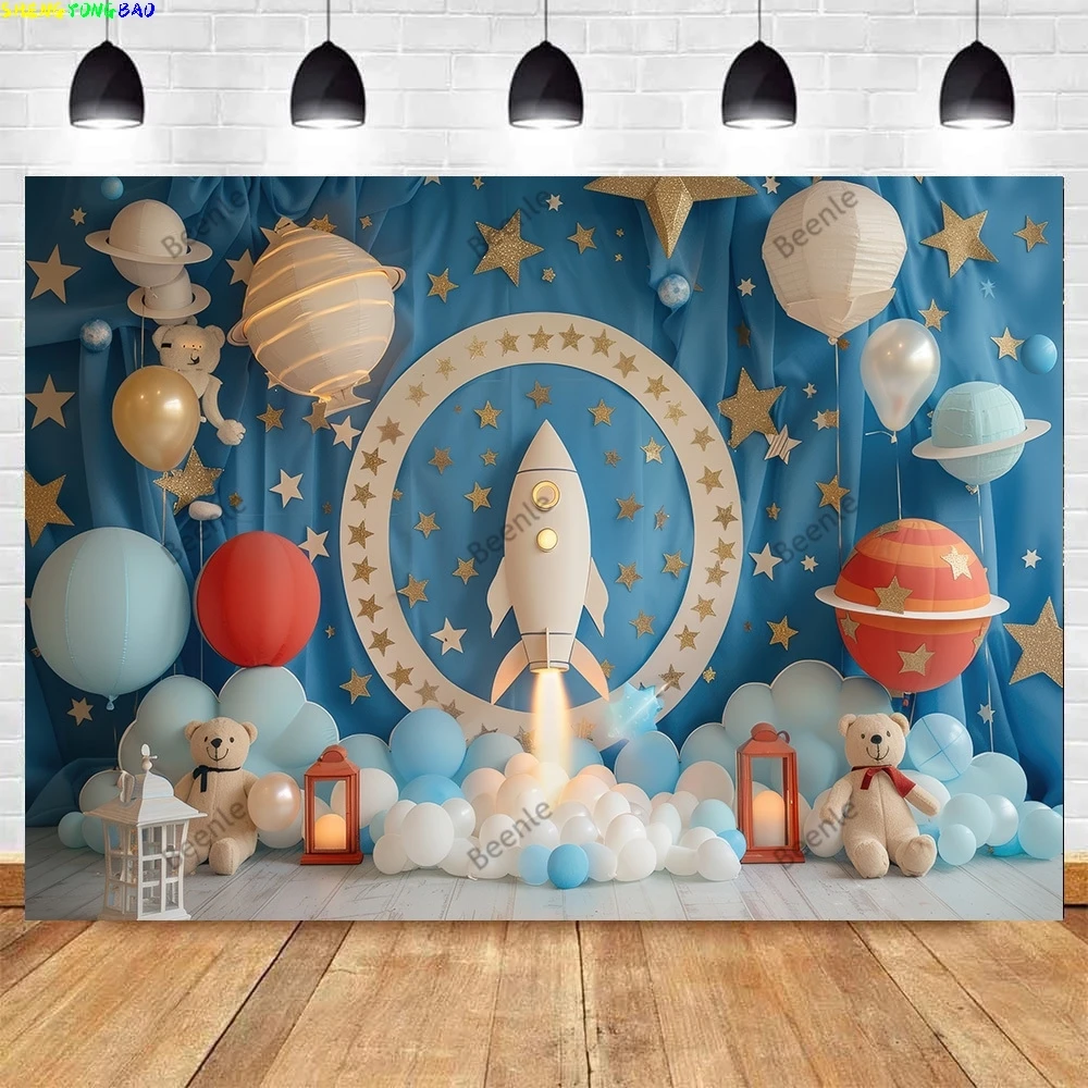 Newborn Baby First Birthday Backdrop Photography Balloons Foral Boys Girls Birthday Party Decor Background Photobooth Props