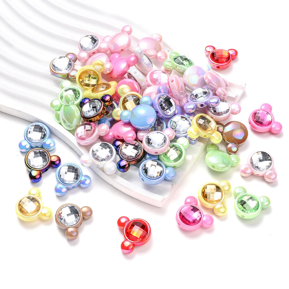 10Pcs 20x25mm Colorful Animal Acrylic Beads Mickey Mouse shape Spacer Beads For Jewelry Making DIY Earrings Bracelet Necklace view 3