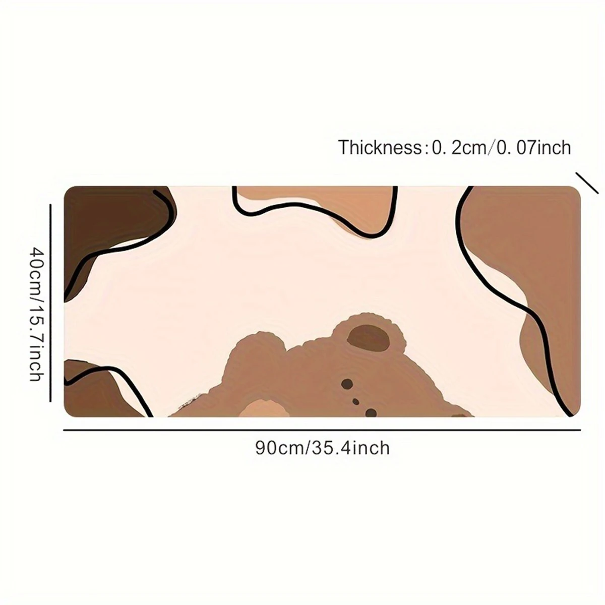 1pc ブラウン漫画リトルベアマウスパッドマルチサイズノンスリップステッチエッジコンピュータキーボード装飾デスクマットオフィス & ギフト用