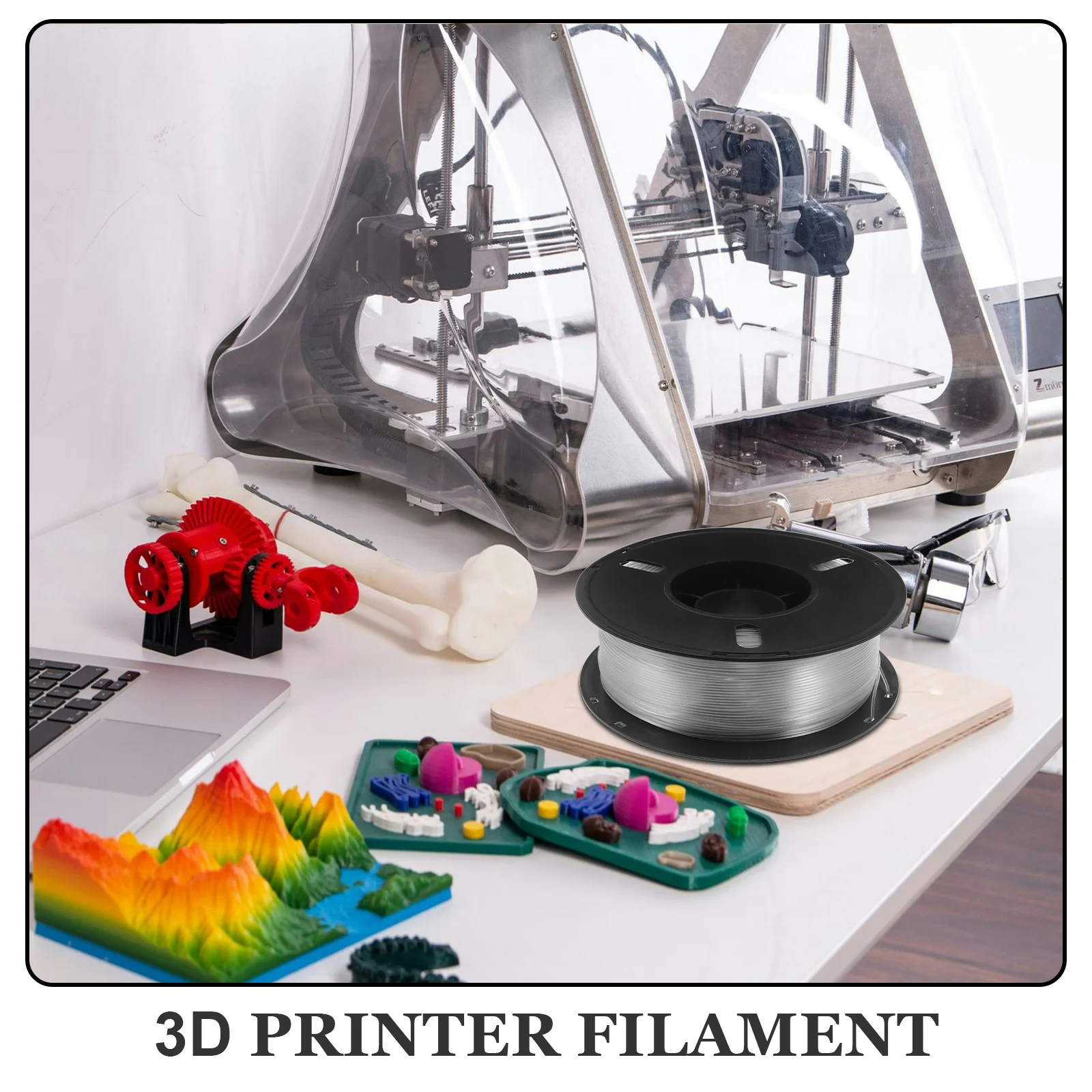 

1 Roll 1.75Mm Petg Transparent Printer Filament 75Mm Diameter Strong Impact Resistant For Most 3D Printers 3D Printing Filament