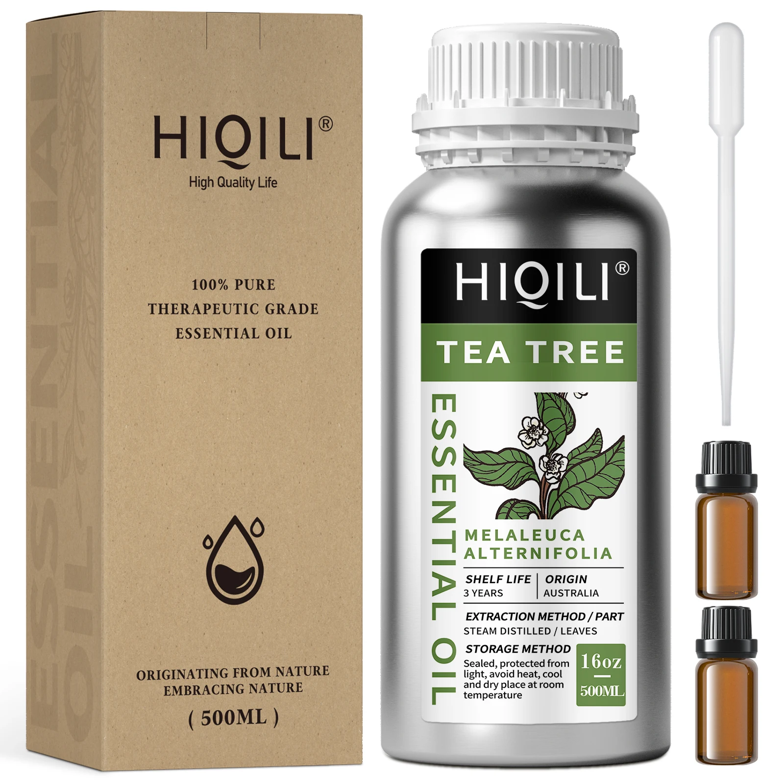 HIQILI 500ML Tea Tree Essential Oils,100% Pure Nature Aromatherapy | Used for Diffuser,Humidifier,Massage | Sterilization DIY