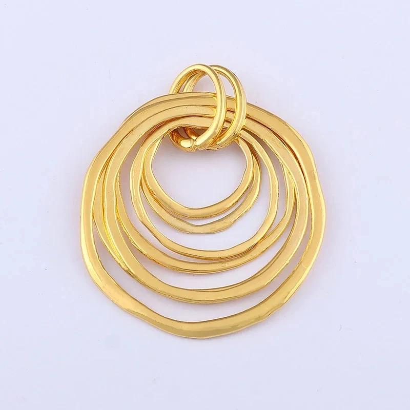 ZXZ 2pcs Golden/Silver Plated Large 7 Circles Moveable Pendants For Necklace Jewelry Making Findings 70x55mm