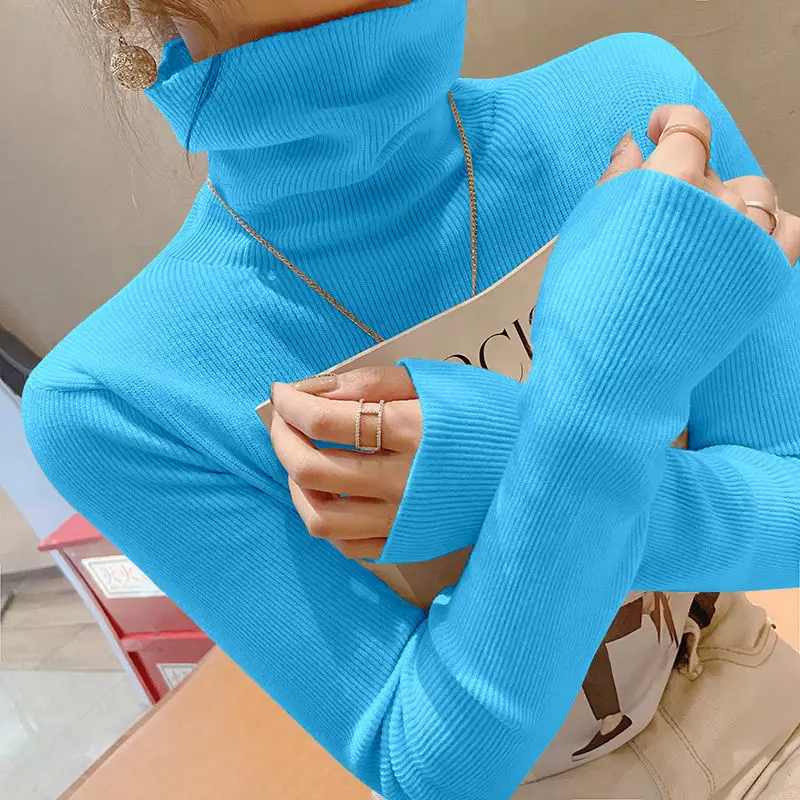 Fashion Turtleneck Solid Color All-match Sweater Women\'s Clothing 2022 Autumn New Oversized Casual Pullovers Loose Korean Tops