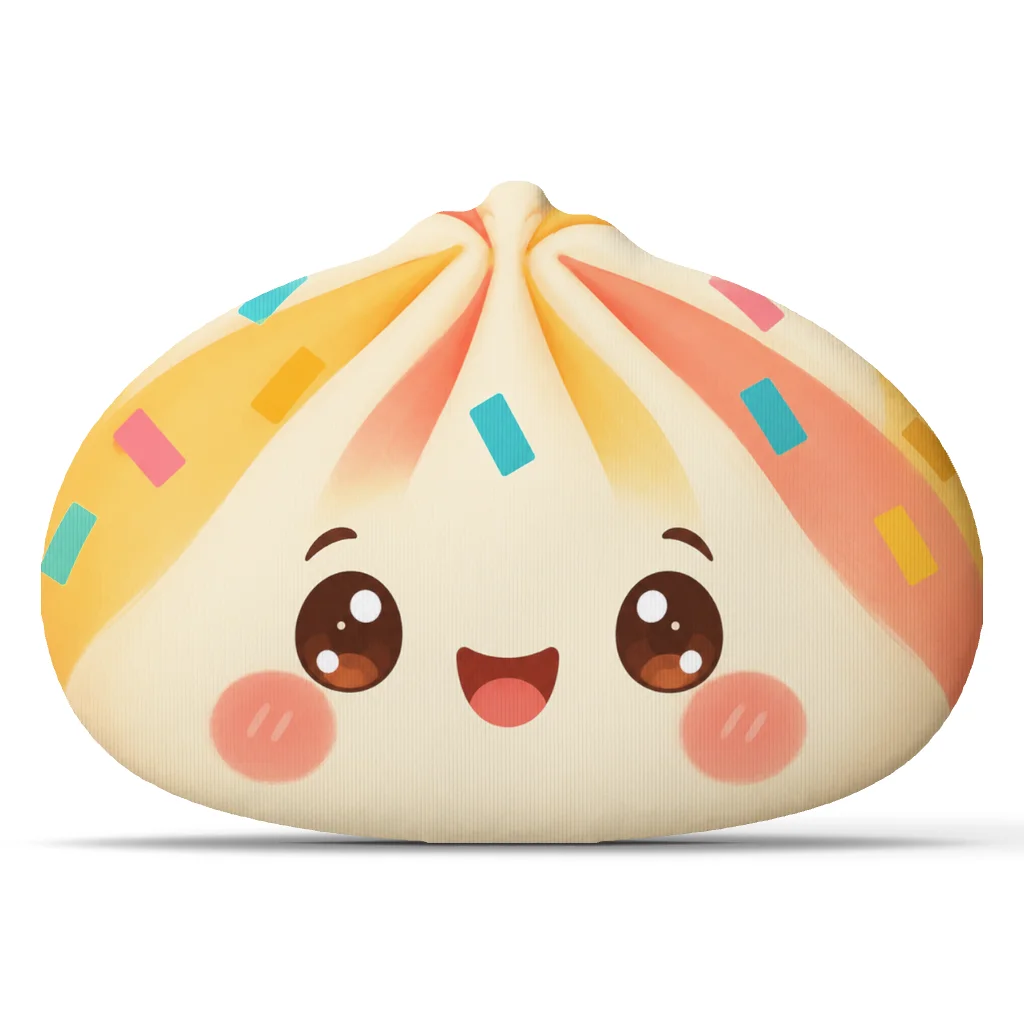 Cute Kawaii Bao Bun Plush Pillow Happy Dumpling Cushion Shaped Stuffed Soft Throw Pillow Foodie Gift Home Decor Sofa Accent