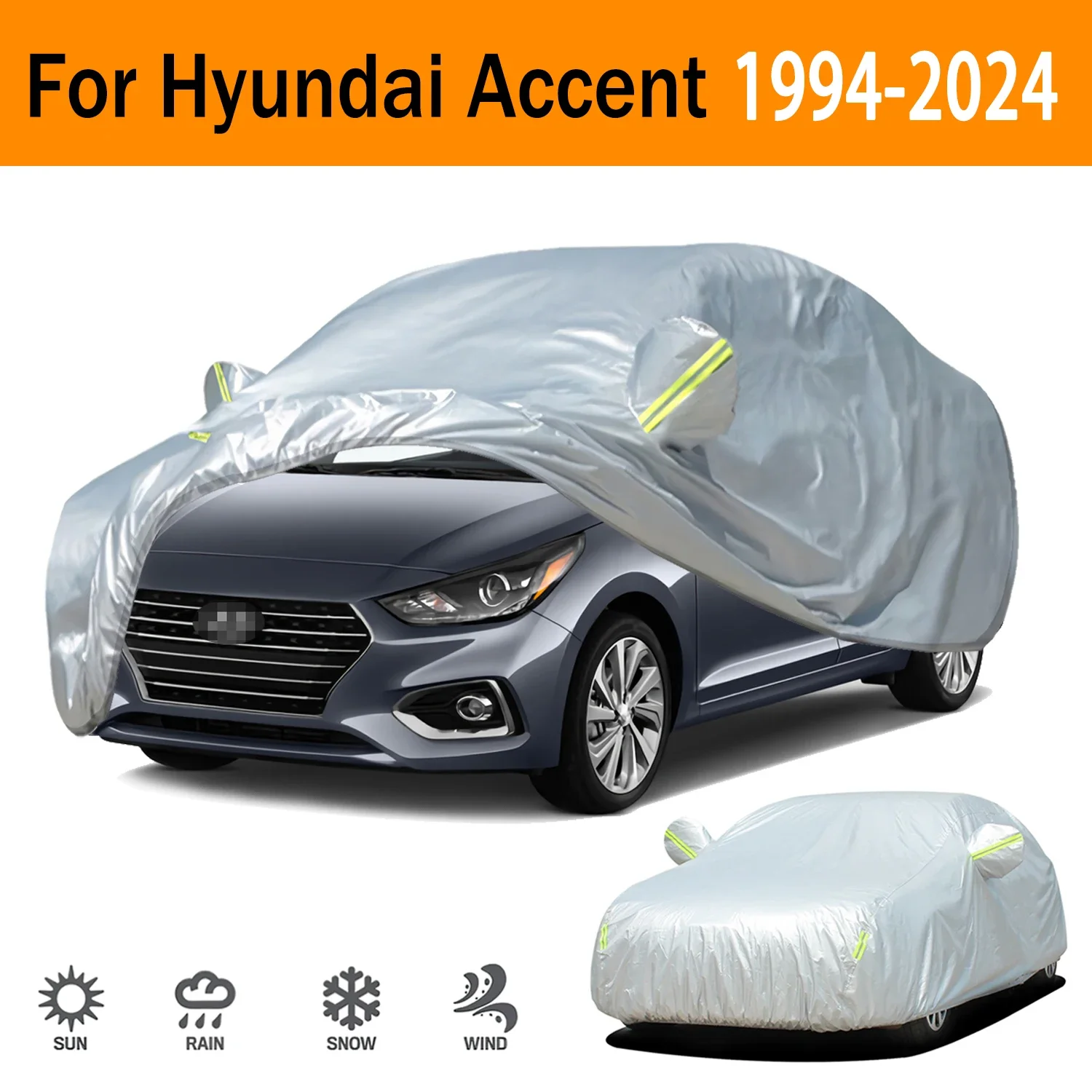 

For Hyundai Accent Outdoor Protection Full Car Covers Snow Cover Sunshade Waterproof Dustproof Exterior Car accessories